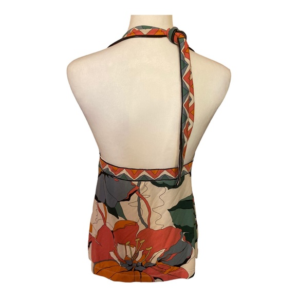 BCBG MaxAzria Y2K fairycore abstract sexy backless floral halter top. - Picture 2 of 5